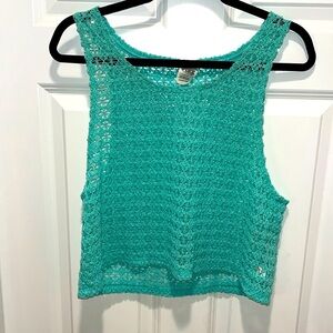 Victoria Secret PINK crochet sweater knit crop top mint green S